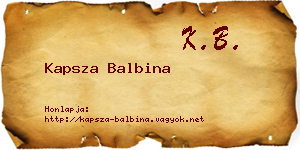 Kapsza Balbina névjegykártya